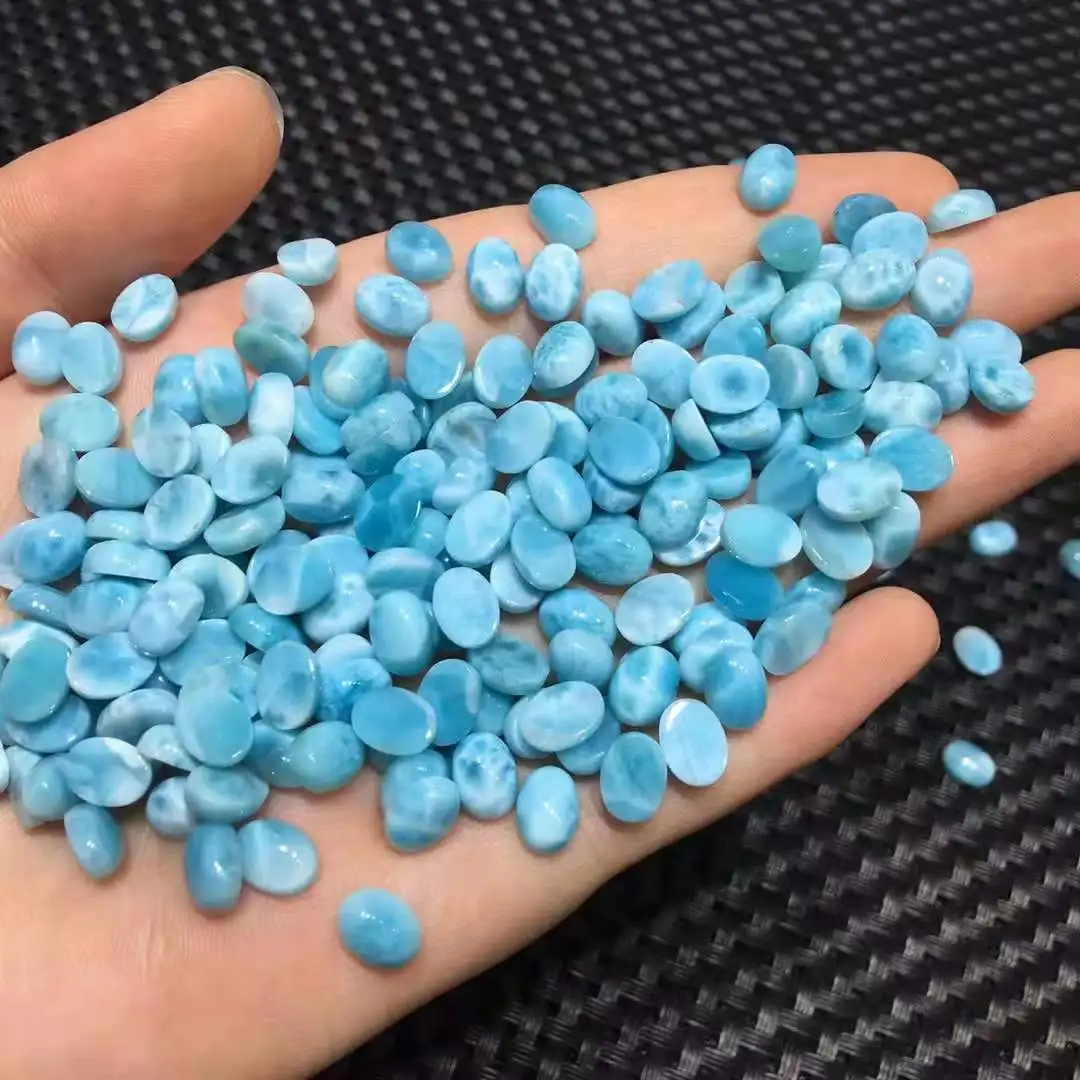6pcs Natural Larimar Bead Cabochon Loose gemstone oval 6*8MM cabochon Ring/Earring face fashion jewelry accessories