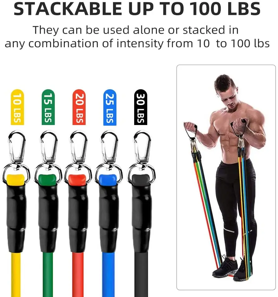 16Pcs Resistance Bands Set Expander Yoga Exercise Fitness Rubber Tubes Band Stretch Training Home Gyms Workout Elastic Pull Rope