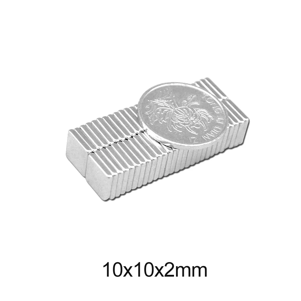 20/50/100/200/300pcs F 10x10x2 mm N35 Strong Square NdFeB Rare Earth Magnet 10*10*2 mm Neodymium Magnets 10mm x 10mm x 2mm