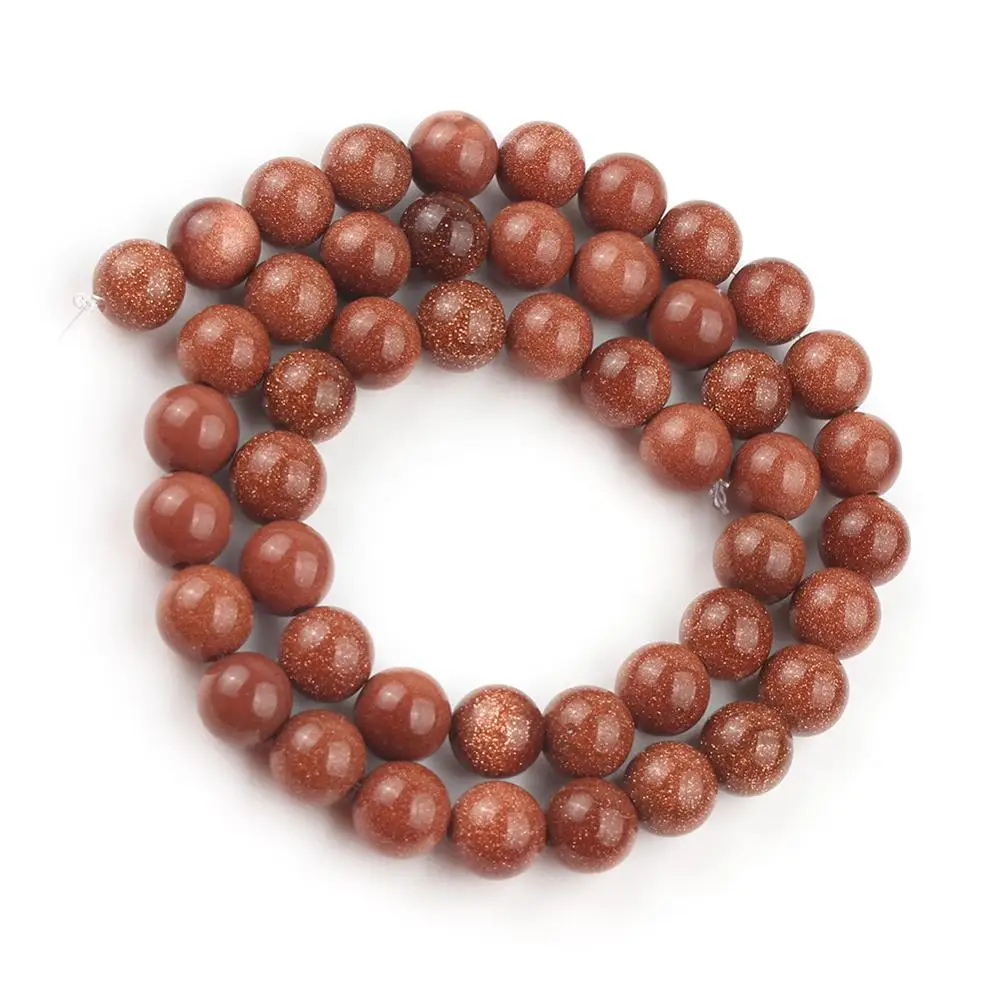 Natural Golden sand Stone Beads Round Gem Spacer Beads For Jewelry Making DIY Bracelet 4,6,8,10,12 14mm 15.5inches Accessories