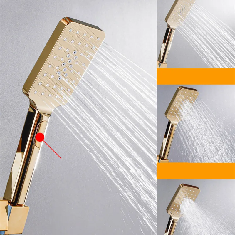 Digital Shower Set for Four Function Gold Thermostatic Shower System Rainfall Shower Head Copper Bath Faucet Digital Shower Sets