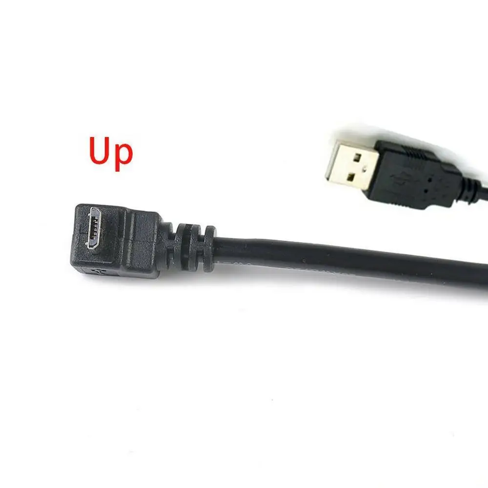 1PC 27cm Right Angle USB 2.0 Male to 90 Degree Left Micro Converter Pin USB Cable Connector Male Adapter 5 Cord Angle F0N3