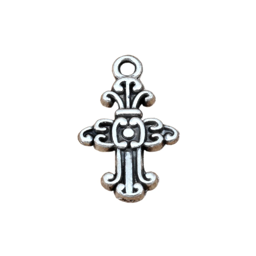 

100Pcs Cross Zinc Alloy Christian Charms Keep Faith Dangle Fit Bracelets Necklace Earrings 14.2x24mm A-276