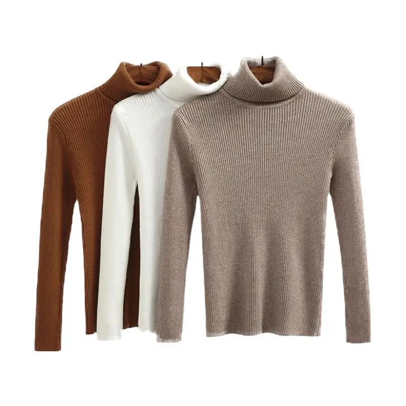 2021 Autumn and Winter New Candy Color Women's Sweater Turtleneck Sweater Slimming Bottoming Shirt