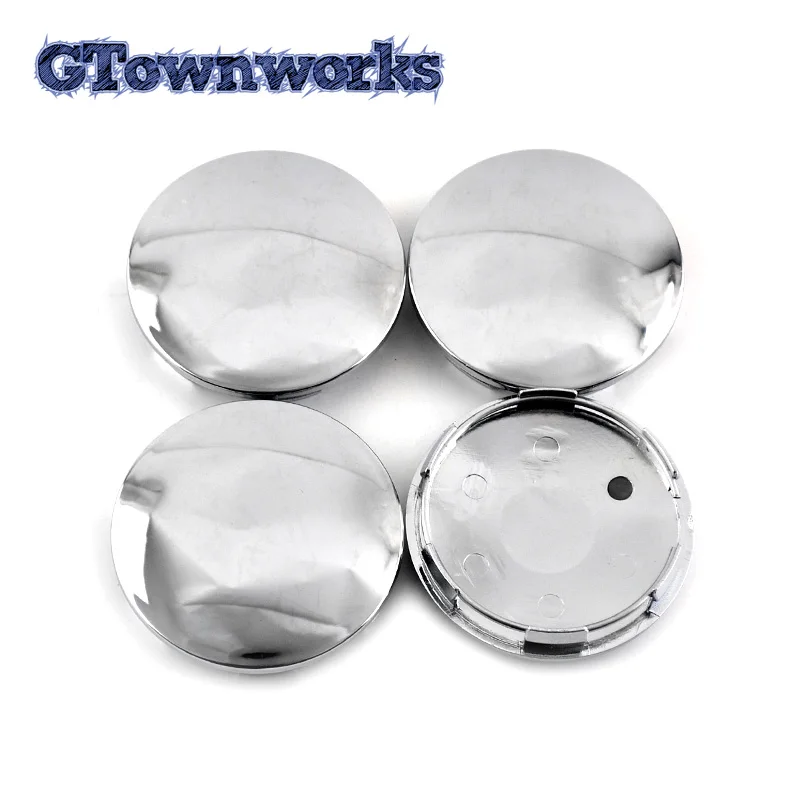 GTownworks 4 pcs 68mm Chrome Smooth Wheel Center Cap For Car Rim ABS Plastic Hubcap Dust Cover Exterior Accessories Parts