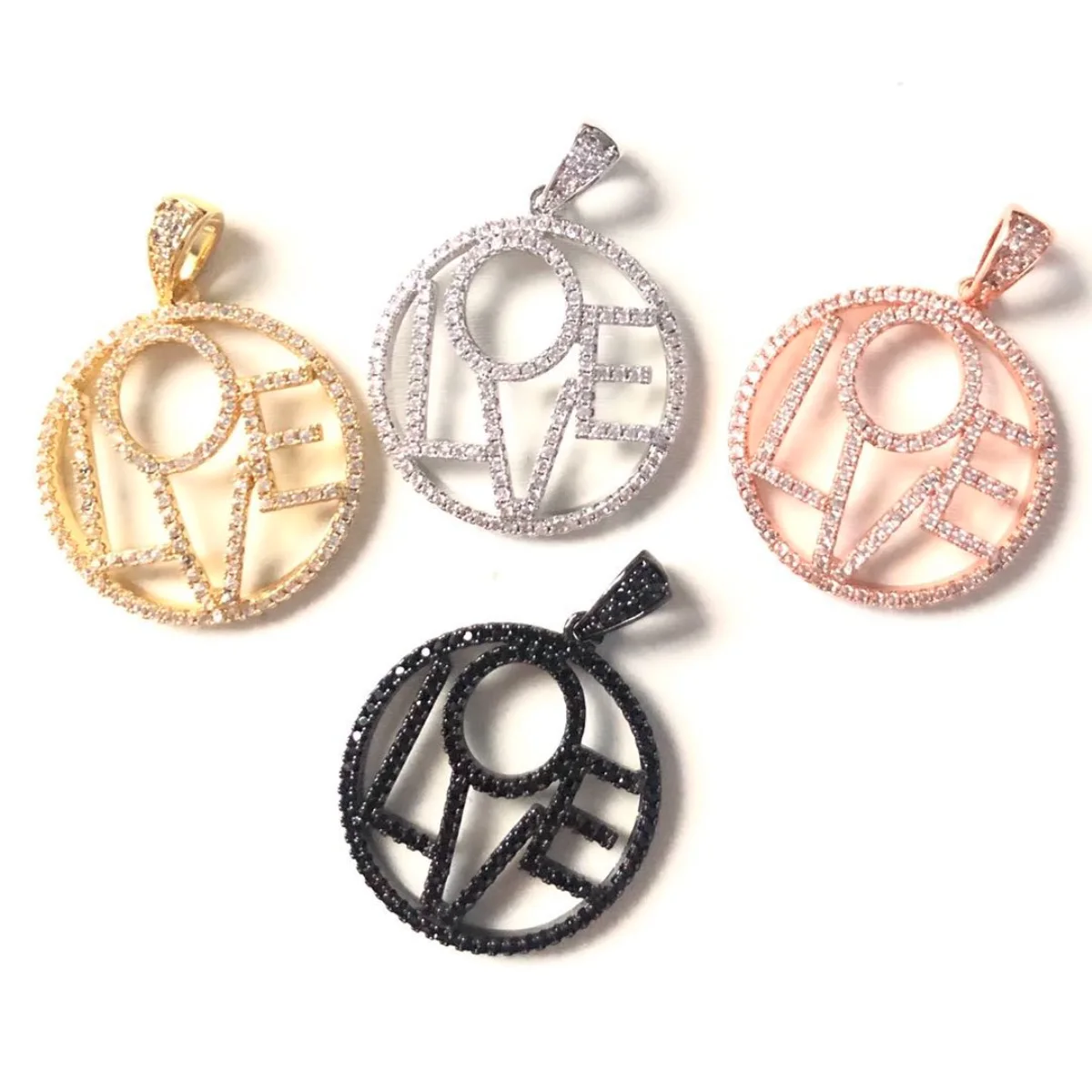 5pcs LOVE Words Charm for Jewelry Making Bling Rhinestone Pave Letter Pendant Women Bracelet Necklace Earring Keychain Accessory