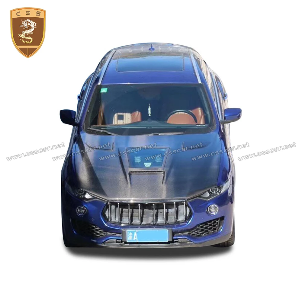 New Fashion Levante Carbon Fiber Engine Hood Black Car Bonnet Maserati Transparent Glass Cover Body Parts Accessories 00836