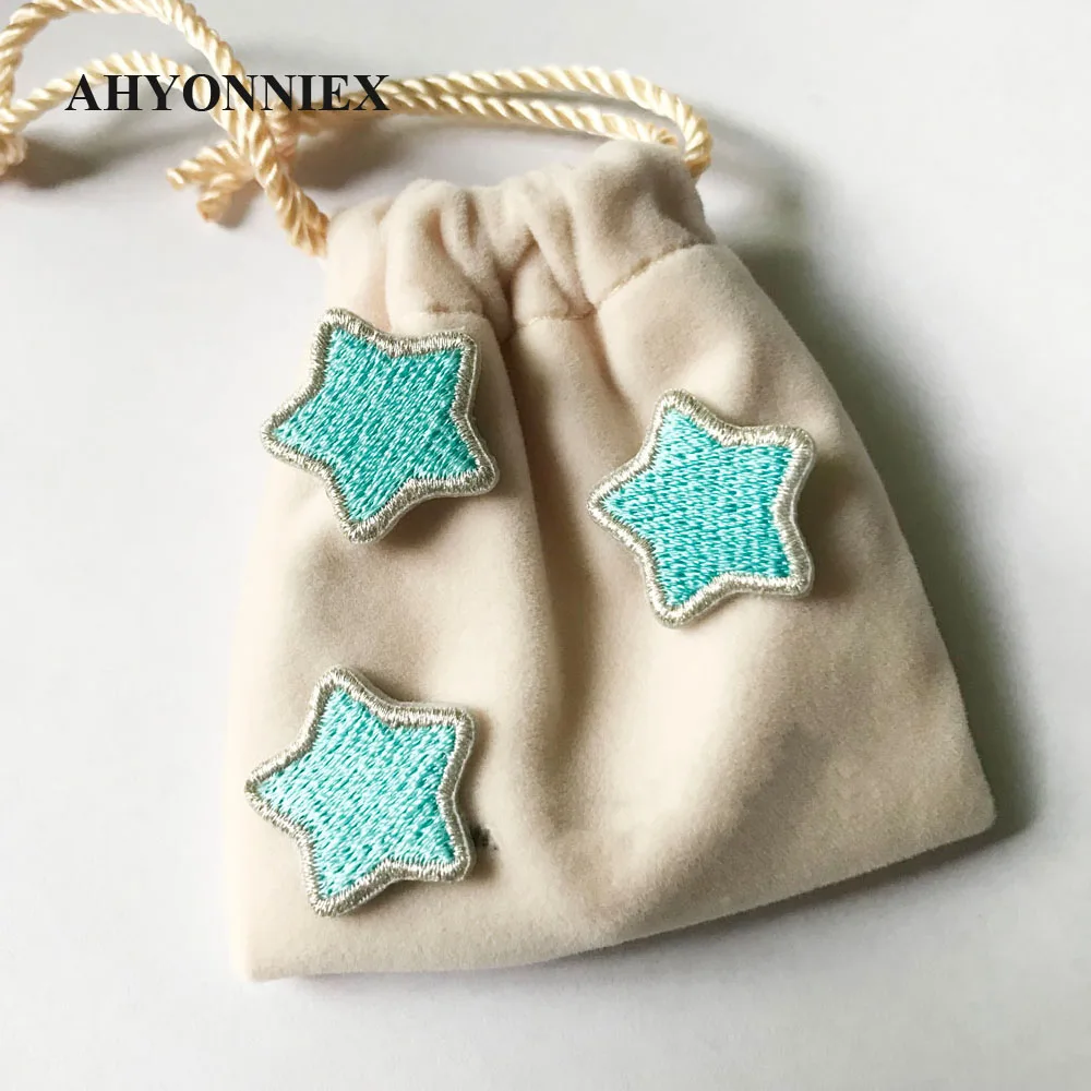 AHYONNIEX 3PCS Small Star Patch Embroidery Sticker Iron on Patches for DIY Clothing Applique Embroidery DIY Clothing Accessories