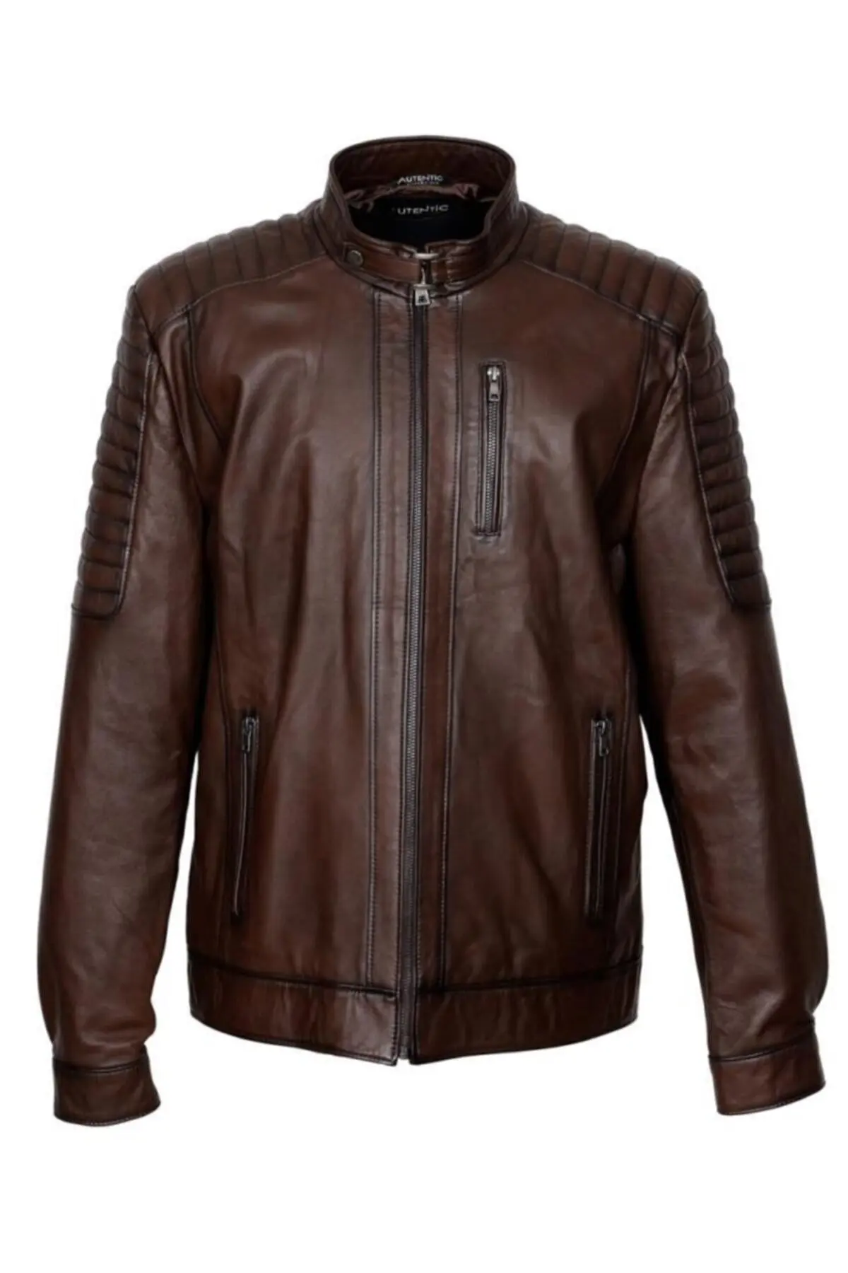 Genuine leather jacket sheep skin brown overcoat new street fashion spring autumn season wear completely handmade turkey