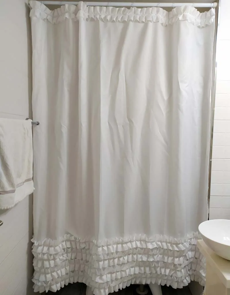 180*200cm Polyester Shower Curtain White Ruffled Princess Dress Design Curtain Bathroom Waterproof Mildewproof Fabric