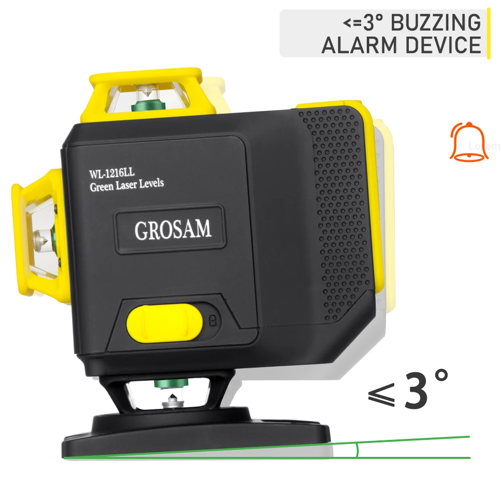 GROSAM-Nivel láser, herramienta de nivelación de 3/4D, nivelado automático, Base giratoria de 360 grados, cruce Horizontal y Vertical, nivel láser verde de gran potencia