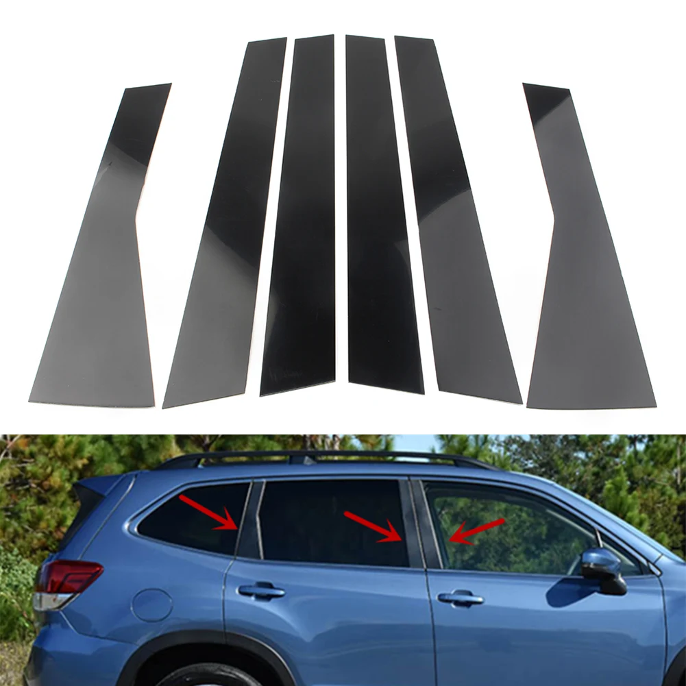 

6Pcs Car Sticker For Subaru Forester 2019 2020 2021 Auto Door Trim Piano Cover Pillar Post Decorative Panel Trim Gloss Black