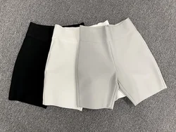 Top Quality Celebrity Grey Black White Elastic Rayon Bandage Pants Fashion Bodycon Shorts Sports Pant