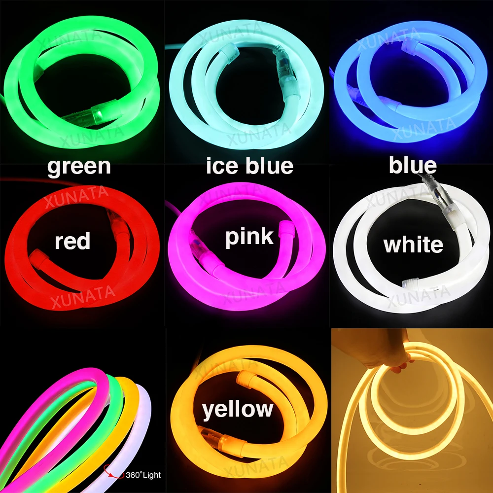 Neon Strip 220V Waterproof 360 Degree Round Lighting Indoor Outdoor Decor 120leds 2835 Led Strip Light Neon Sign LED Light Lamp