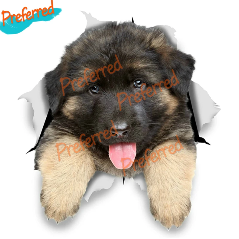 

High Quality 3D Dog German Shepherd Puppy Decal Motocross Racing Laptop Helmet Trunk Wall Vinyl Car Sticker Die Cutting