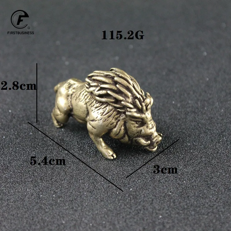 Vintage Copper Small Wild Boar Figurines Retro Brass Animal Crafts Ornaments Tea Pet Desk Decoration Home Decor Accessories Gift