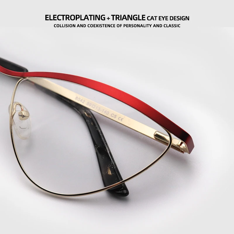 Anti Blue Light Glasses Frame Women Prescription Optical Metal Eyewear Eyeglasses Frames Fashion Cat Eye Glasses Women\'s 2022