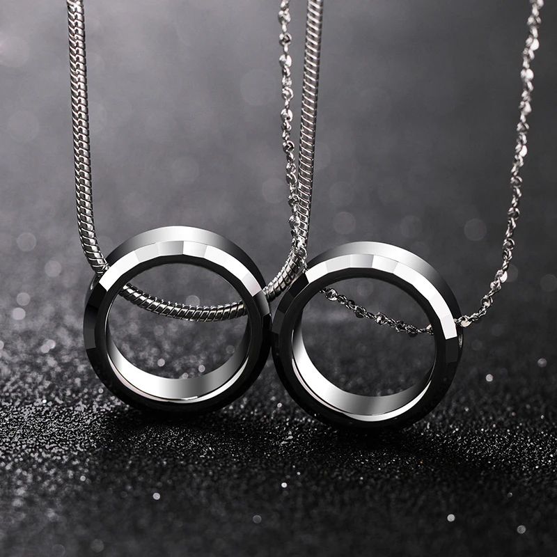 Round Pendant  With 1.5mm Titanuim Steel Chain Necklace for Couples  Jewelry, Engraving