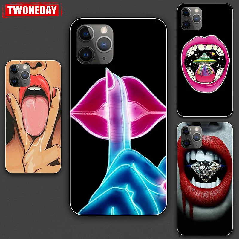 Red Sexy Lips Soft Silicone Phone Case Cover for iphone 11 Pro XS Max XR 6 6S 7 7S 8 Plus 5 5se SE 2020 5C Ipod Touch 5 6 7