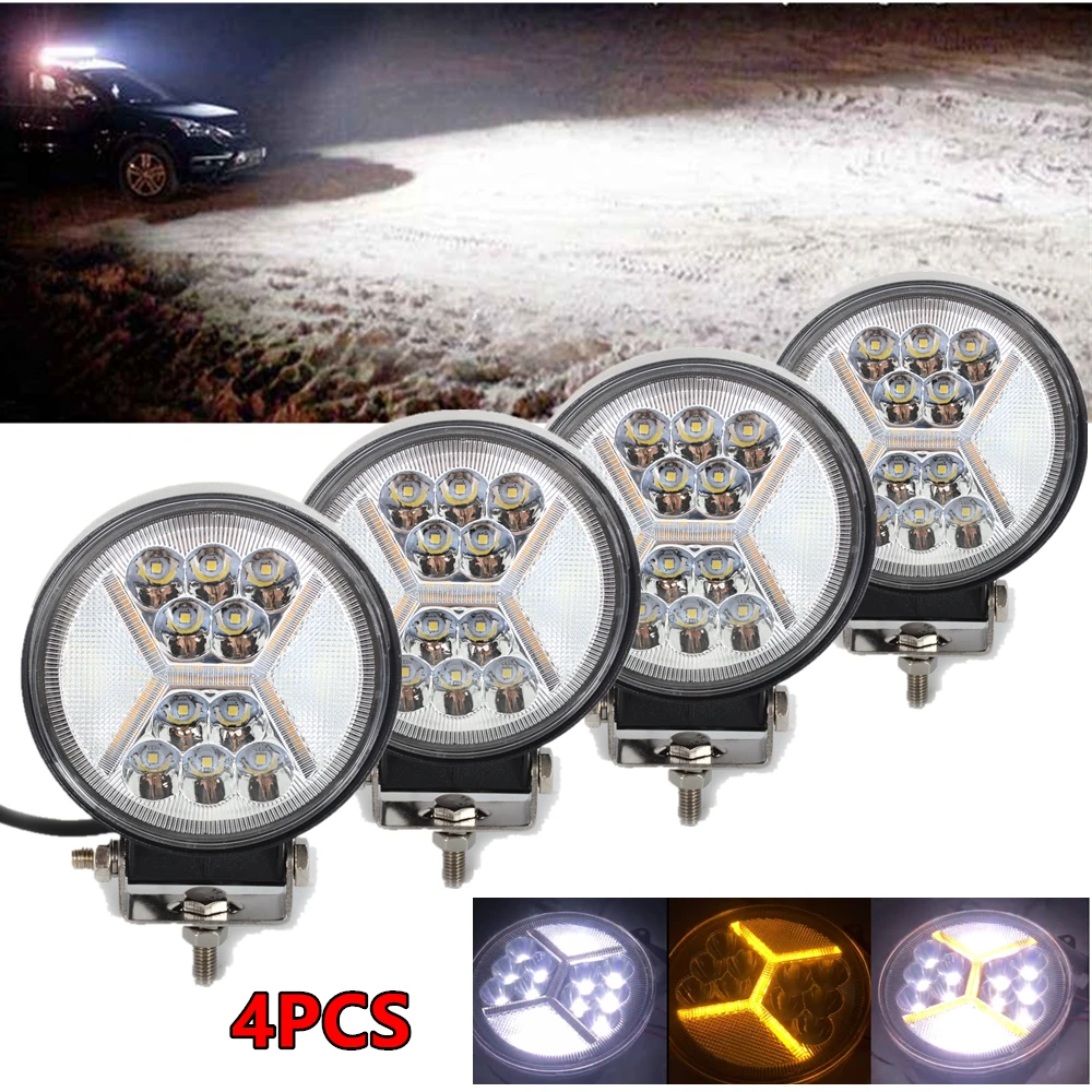 

4X4 Accessories 4'' 132W Round LED Light Off road LED Work Light Driving Fog Lamps for Trucks Jeep Car ATV UTV SUV Boat Marine