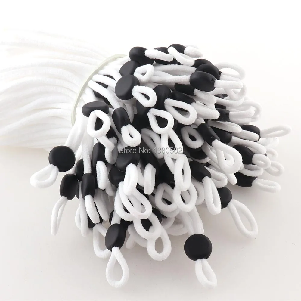 100pcs/lot 10cm Elastic Cord Adjuster black color Cord Locks cord end stopper with rope For Drawstrings Home DIY Craft for Mask