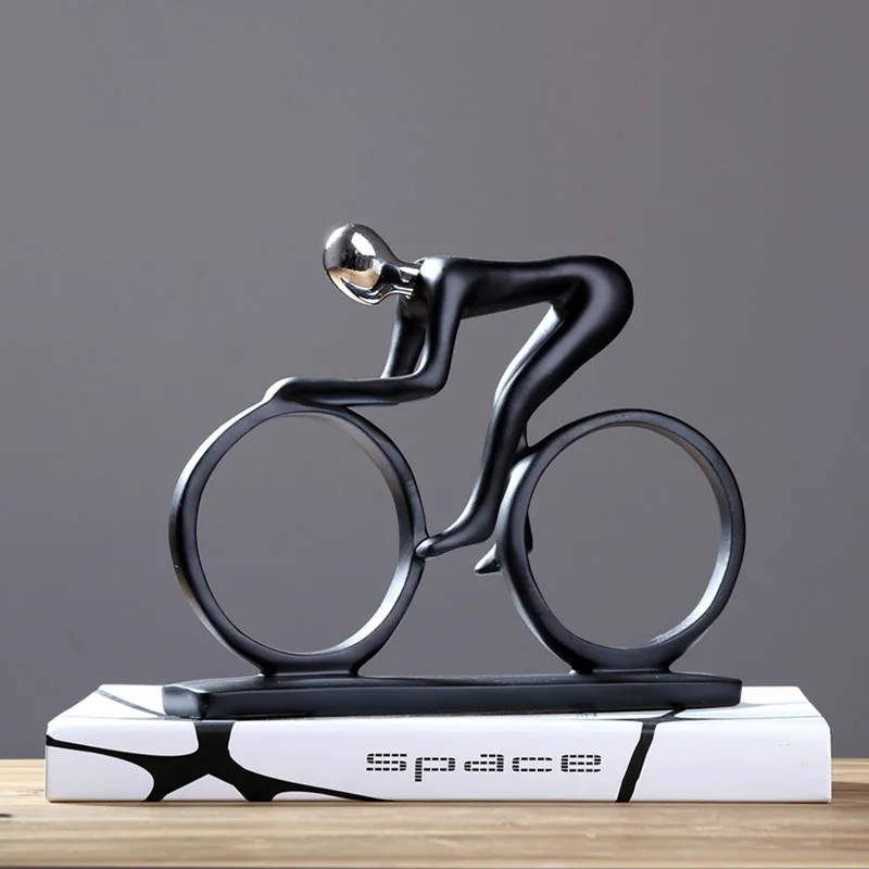 

Decoration Bicycle Statue Champion Cyclist Sculpture Figurine Resin Modern Abstract Art Athlete Bicycler Figurine Home Decor