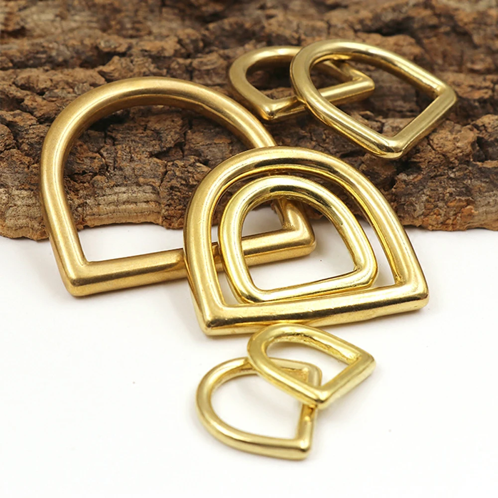 2pcs Heavy Duty Solid Brass Closed D Rings Buckles 13 16 20 25  32 38mm for Webbing Leather Crafts Bags Strap Belt Pet Collar