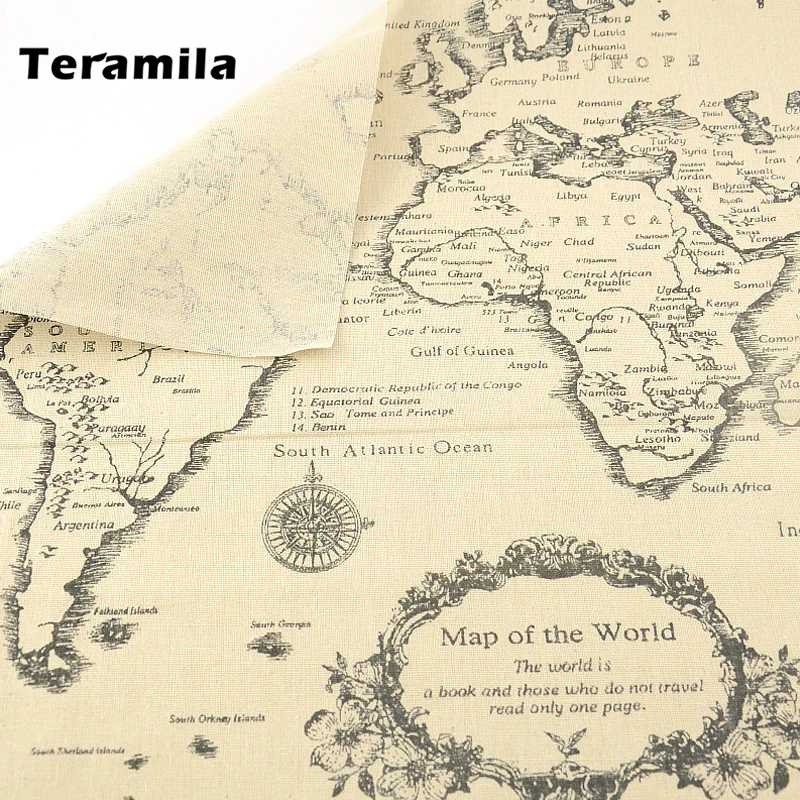 Kaart Van Het Woord Canvas Linnen Stof Teramila Thuis Textiel Tela Metro Naaien Materiaal Tissu Tafelkleed Kussen Gordijn Kussen