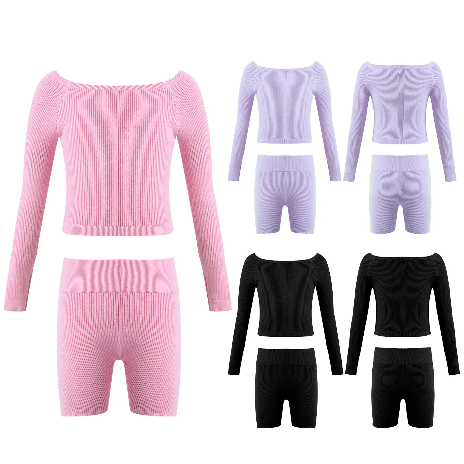 2020 Winter Kinderen Meisje Lange Mouw Breien Trui Dansen Outfits 2 Stuks Kinderen Ballet Kleding Set Voor Stage Performance