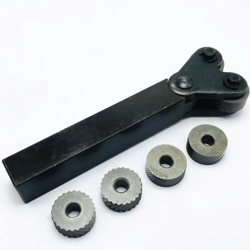 6PCS Reticolato Zigrinatura Della Lama di 0.6 millimetri 1.0 millimetri 2.0 millimetri HSS Foro Interno Goffratura Ruota + 1PCS 16mm x 18 millimetri In Acciaio Tornio Strumento di Supporto Piano Cottura