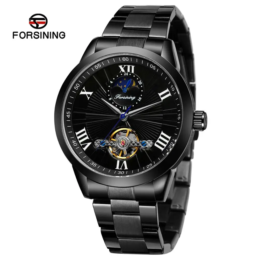 

Forsining Hollow Eyes Roman Numerals Creative Dial Luxury Men's Automatic Mechanical Watch Band Steel Band