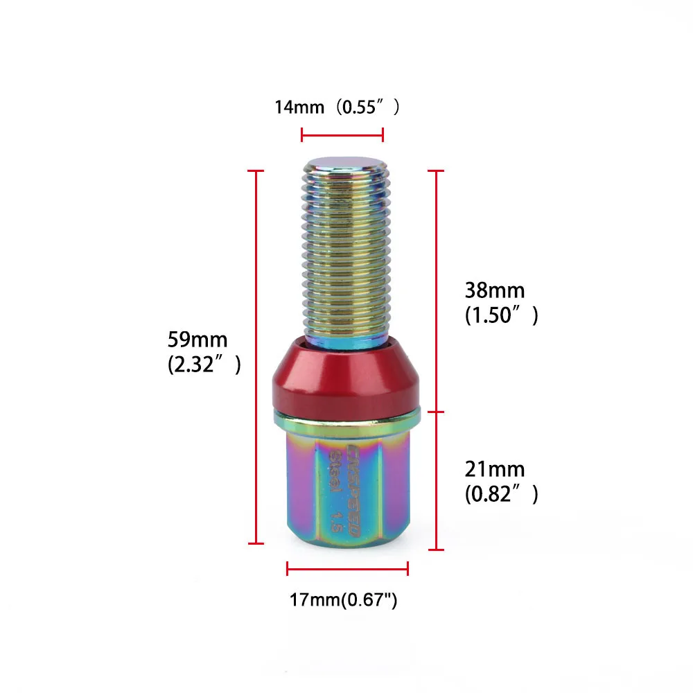 20PCS Steel Taper Cone Seat Wheel Lug Bolts Length 38mm M14*1.25 M14*1.5 thread bolts&sleeve+type dowel pin for Audi BMW VW