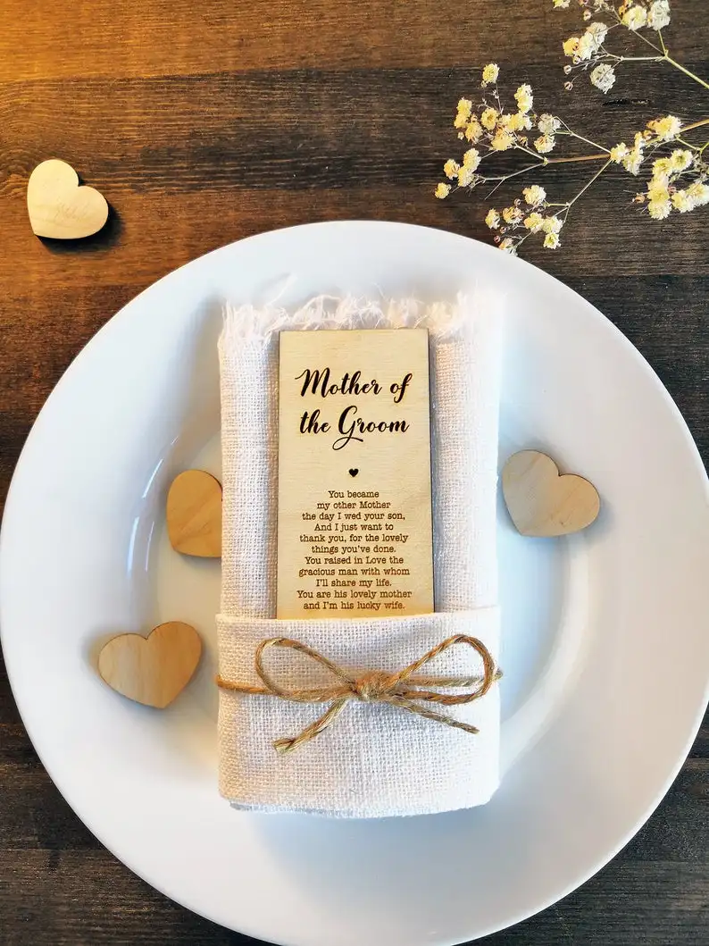 Wooden Rectangular Anniversary Celebration Party VIP Seat Card And Groomsman Seat Retro Nostalgic Wedding Groom Mother Seat Card