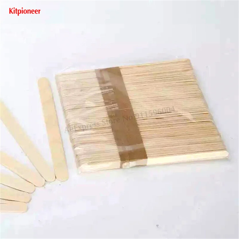 Popsicle Stick Ice Cream Sticks Birch Wood Ice-lolly Wooden Stick, Cambered Polished Edge Length 114mm 100Pcs