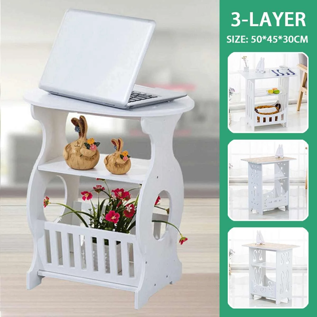 Nordic Round Coffee Table Tea Table Desk Home Living Room Storage Rack Bedside Table Two Layers Round Edge Storage Shelf Tables