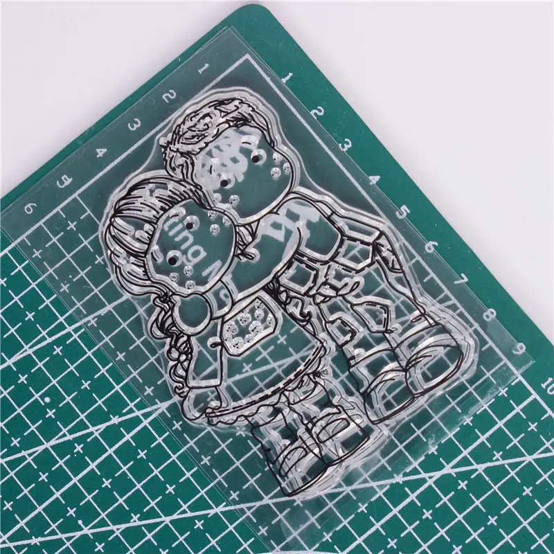 New Girl Boy Cartoon Pattern Stamp Scrapbooking Alphabet Stamp Embossing Craft Making Silicone Transparent Stamps Stickers