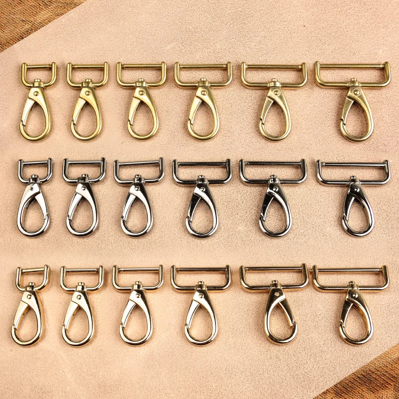 Solid Pure Brass Metal Buckles DIY Dog Collar Wallet Purse Lobster Swivel Snap Hook Clasps Leather Accessories Trigger Swivel