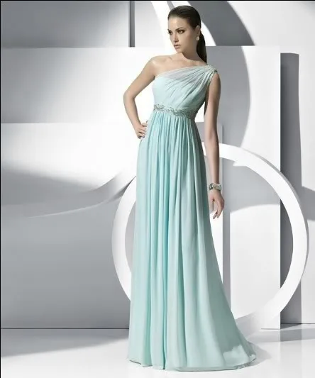 Eadocements crystal waist New Elegant Green chiffon monospalla abito da sposa lungo Prom Graduation abiti da occasione su misura