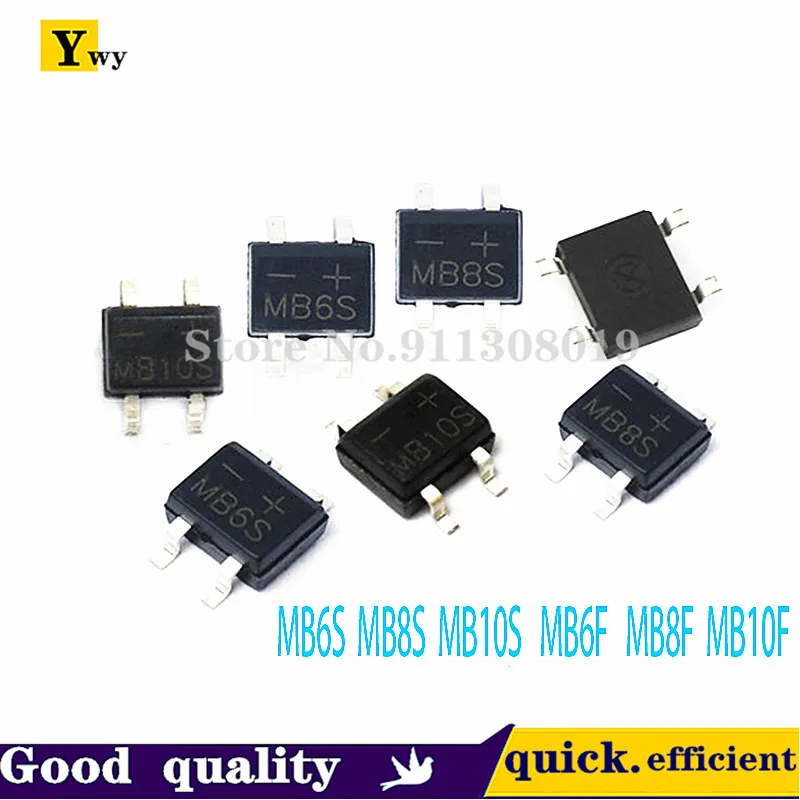 

100PCS MB6S MB8S MB10S MB10F ultra-thin rectifier bridge stack MB6F MB8F new patch quality assurance