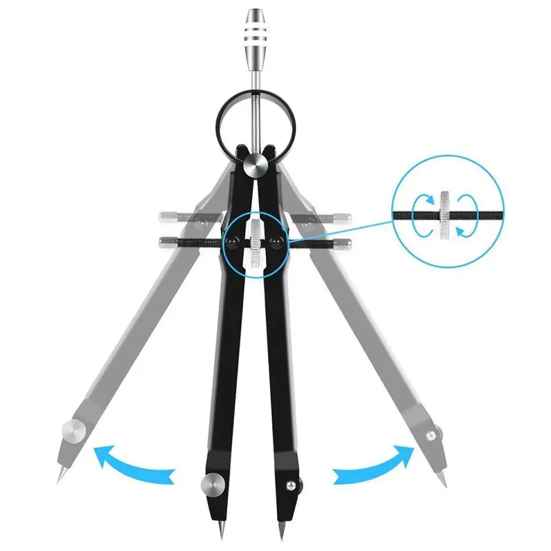 Boussole professionnelle avec serrure, boussole pour géométrie, boussole à arc à ressort de 6 pouces, boussole de précision mathématique, boussole