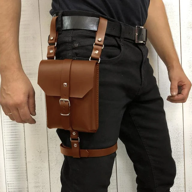 Steampunk Leg Harness Belt Bag Fanny Pack Leather Phone Wallet Holster Gothic Garter For Men Women LARP Knight Pouch Drop Thigh AliExpress 200000532