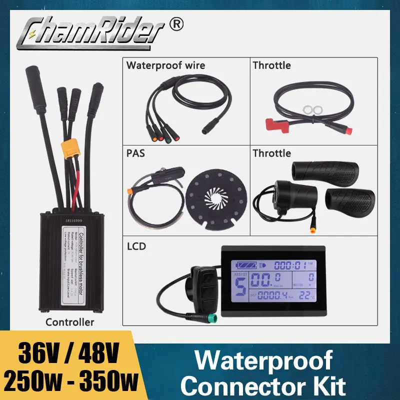 Electric Bicycle Waterproof Connector Kit 250W 14A Controller LCD3 PAS Throttle Brake