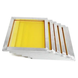 6 Pcs Silk Screen Printing Aluminium Frame Pre-Stretched 250M/300M/350M/380M/420M Yellow Mesh for Screen Printing Circuit Board