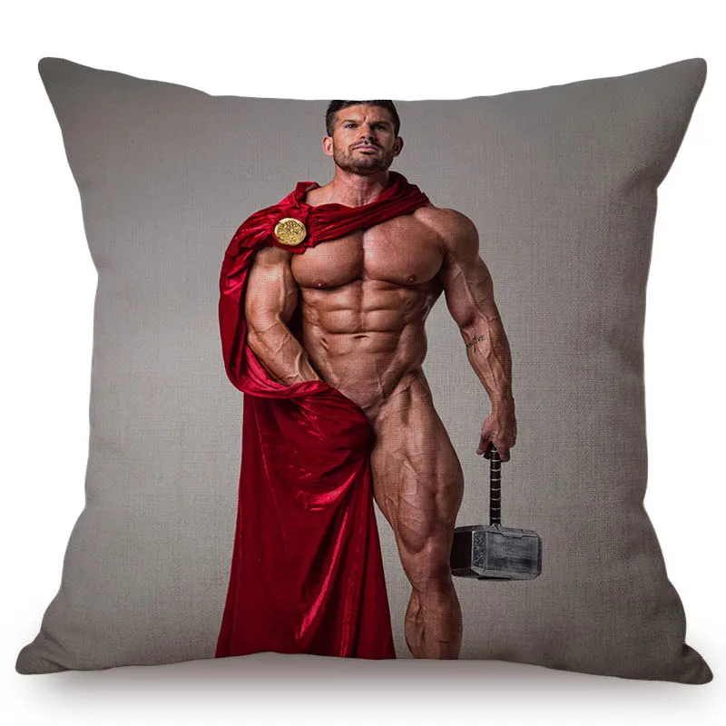 Muscle Male Boy Gym Advertising Pillow Cover Hormone Boyfriend Sexiest Man Hot Hunk Guy Sofa Cushion Cover Gay Home Decoration