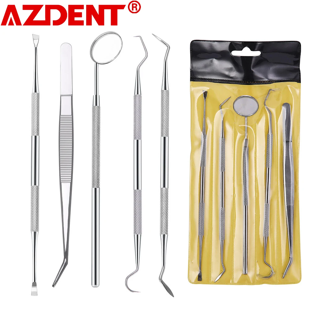 5pcs/Pack Dental Loupes Mirror Sickle Scaler Teeth Pick Spatula Equipment Oral Care Tooth Cleaning Kit