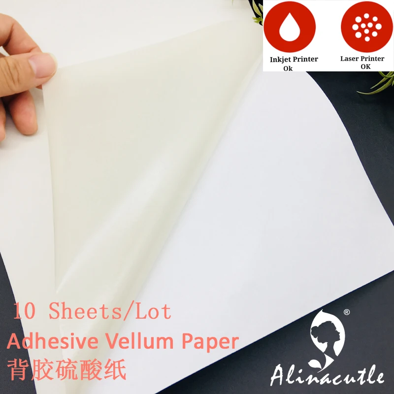 10PC A4 Self-adhesive Vellum Paper Laser / Inkjet Printer DIY Label Sticker Printing Scrapbooking  Album handmade paper craft