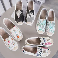 Giày Loafer Giày Vải Nữ Phẳng Cho Nữ Nữ 2022 Phong Cách Mới Hàn Quốc Trắng Giày Vải Zapatillas Mujer 