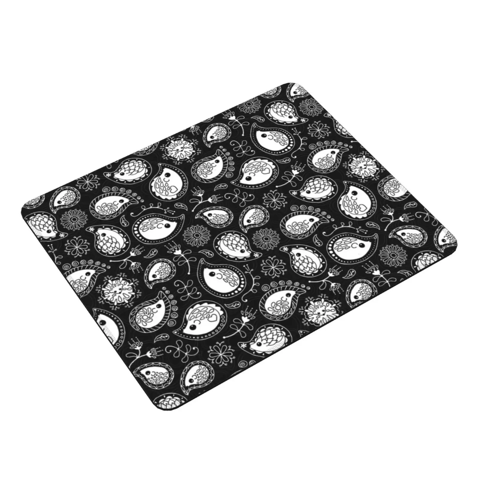 Hedgehog Paisley _ White And Black Mouse Pad DIY Print Hedgehogs Cashmere Black And White Patterns