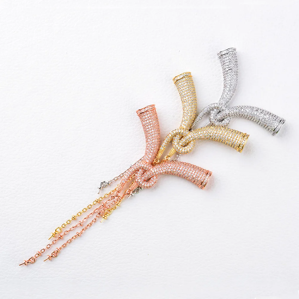 55x90mm Gold Plated Pendant Connector Cubic Zircon Micro Pave Necklace Pendant Jewelry DIY