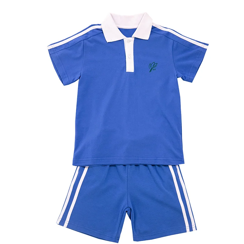 Custom School Uniform Kids Summer Clothing Set Short Tracksuits Children 2Pcs Suit T Shirt+Shorts Kids Clothes Add Logo 2021 35